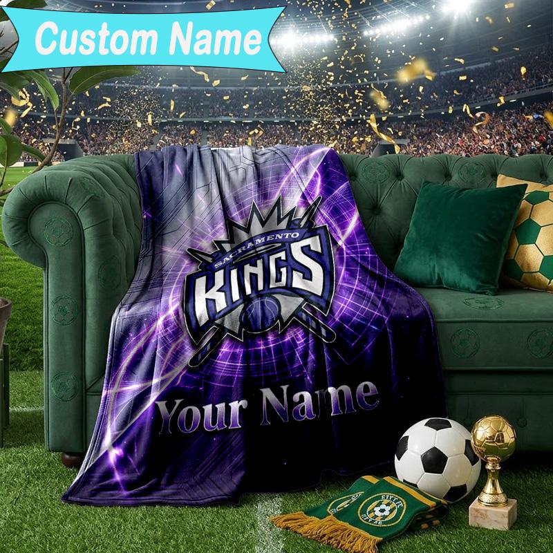 Custom Name Blanket Sacramento Basketball Logo Blanket Bedding Blanket for Travel, Camping, Living Rooms, Offices, Sofas, Fan Christmas gift