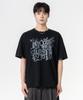 MOZMOZ Ink Print Double Weave Short Sleeve T-Shirt Black