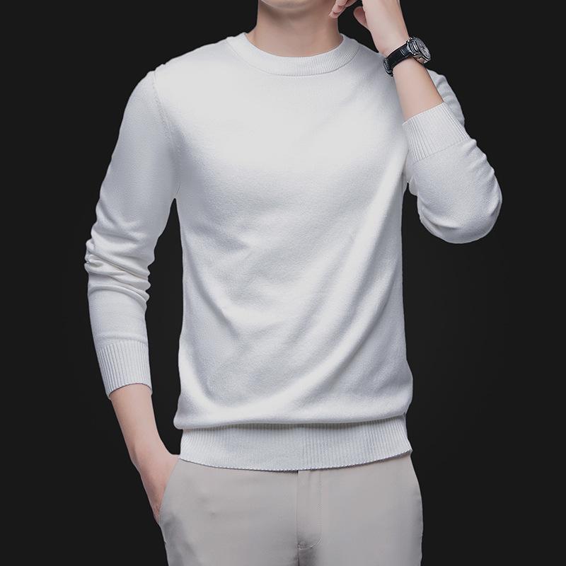 Men's Autumn Winter Round Neck Semi-High Neck Sweater - Middle-Aged & Young Knitted Base Layer Shirt