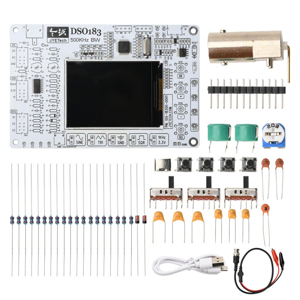 DSO183 0-500KHz Digital Oscilloscope DIY Loose Parts Teaching Practical Training Electronic Production Kit DC5V Type C Interface