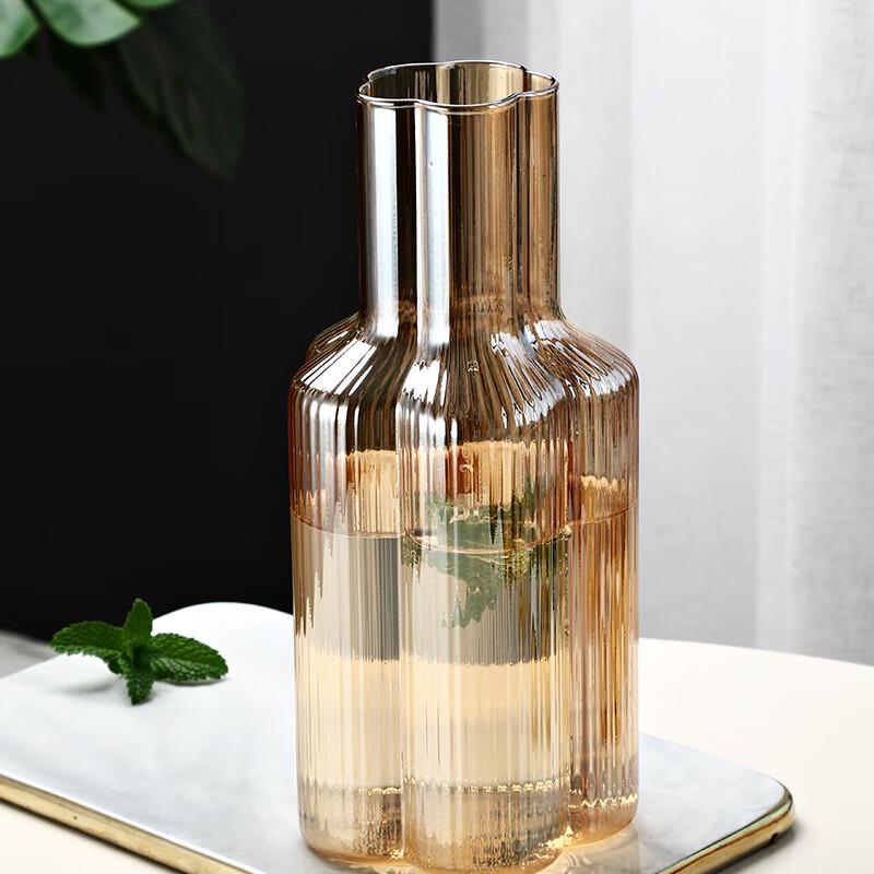 Amber Vertical Stripe Glass Pitcher 1200ml Pitcher