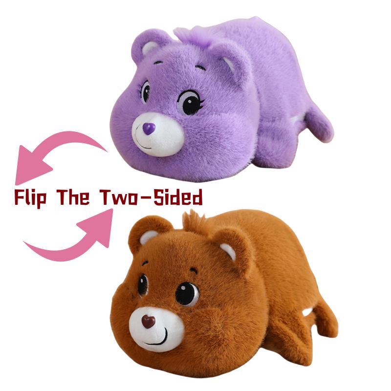 

Плюшевая игрушка Мишка Забота Перевертыш Двусторонний мишка Кавайная мягкая кукла Смешная мультяшная подушка в виде животного Декор комнаты Подушка Подарок на день рождения ребенку 35cm