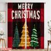 2pcs,2D Plane Printing Minimalist Curtains Winter Christmas Tree1 Versatile Polyester Fabric (without Rod) Decorations Inside