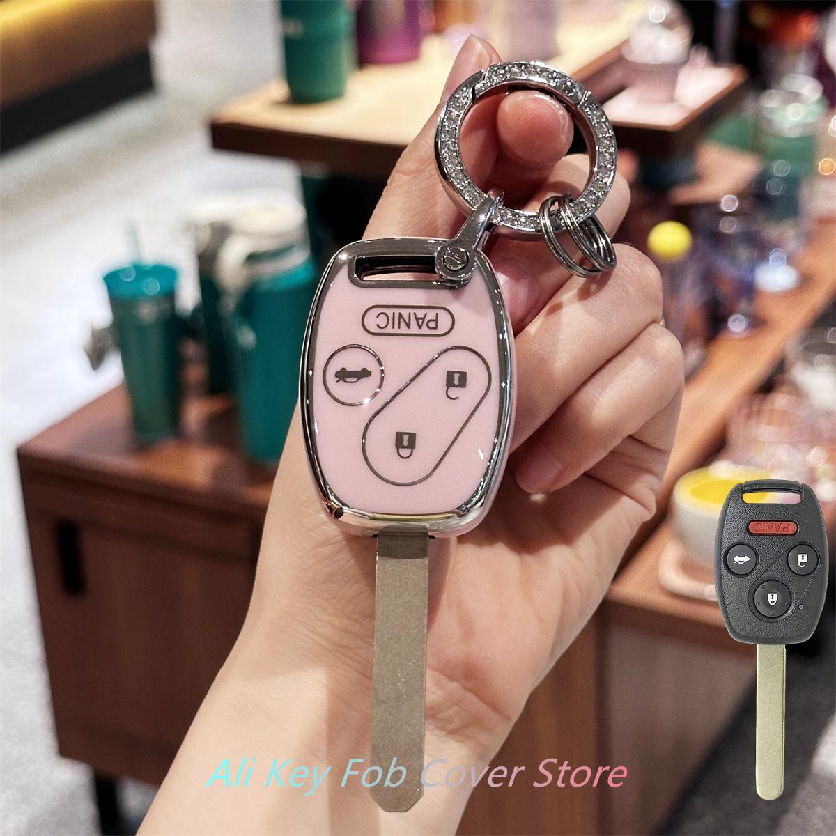 

Чехол для ключа с кольцом для ключей для Honda 2003-2012 Accord 2006-2013 Civic 2005-2006 CR-V Pilot Fit Odyssey Ridgeline Smart Key