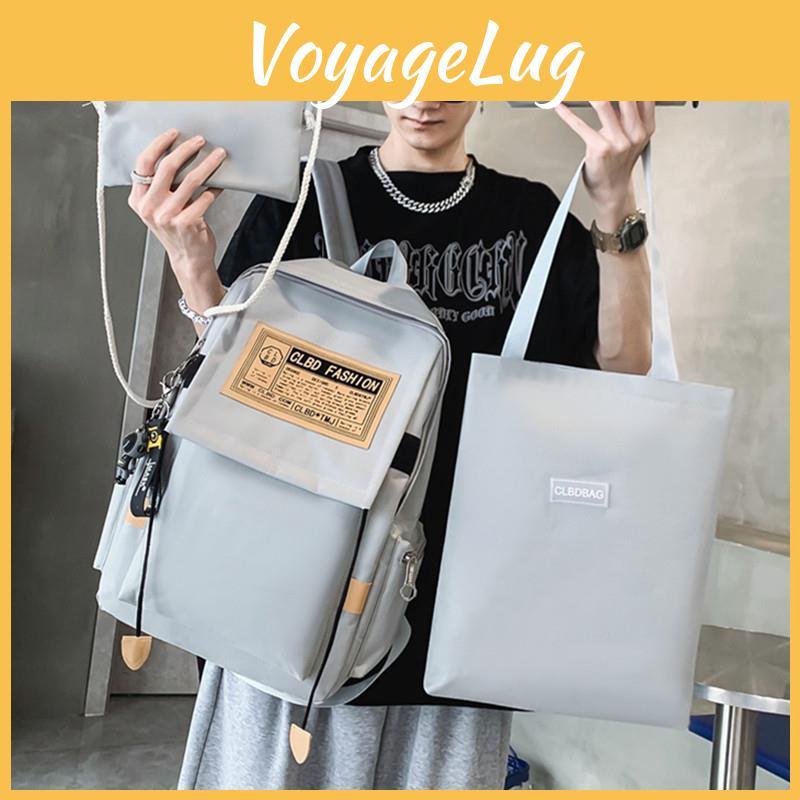 Large Capacity College Student Backpack Men Street Style Nylon Waterproof Bag