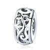 Silver Charm with Openwork Plant Bead Modular Beads Silver 925