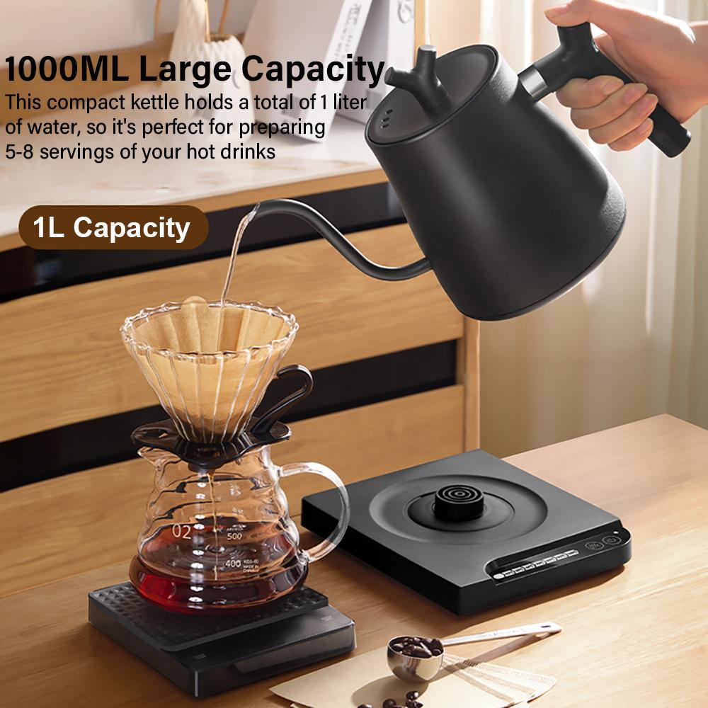 Electric Gooseneck Kettle 1000W Fast Heating Kettle Smart Teapot for Hand Brew Coffee Temperature Control Pot Electric Kettle