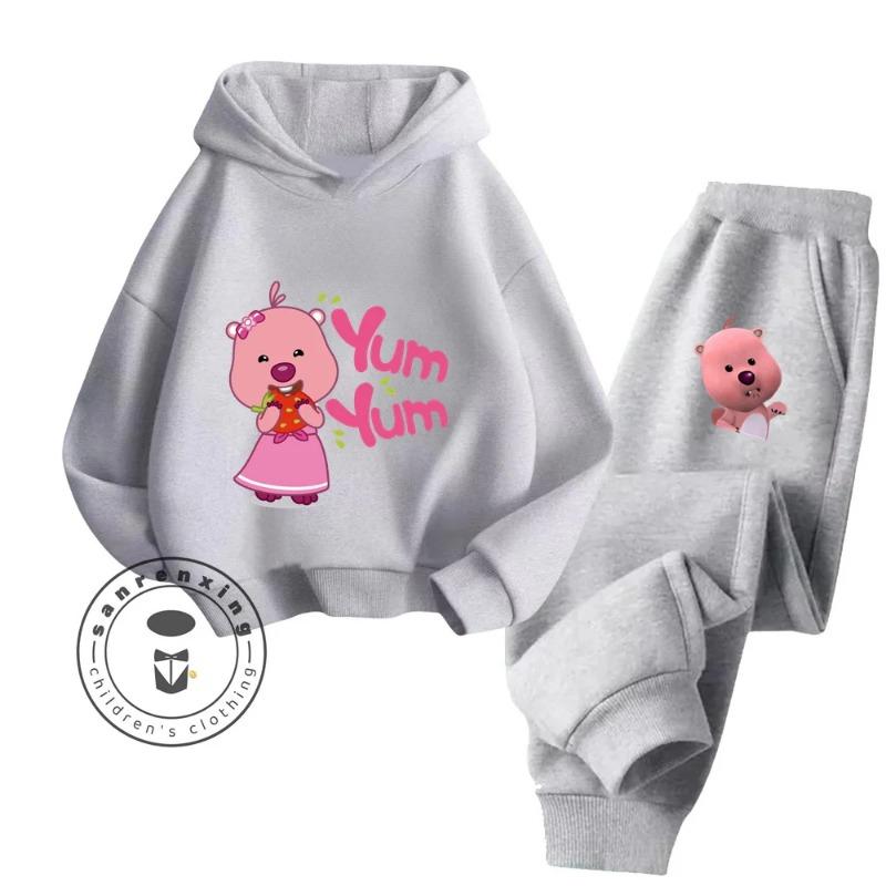 2025 Loppy Cartoon Innovative Creative Design Pure Cotton Hoodie Set Suitable for Children Outdoor Sports Essential Clothing