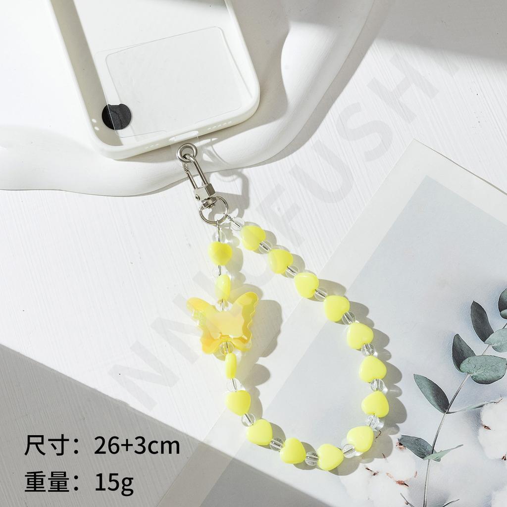 New candy color mobile phone chain DIY acrylic butterfly beaded mobile phone case pendant chain
