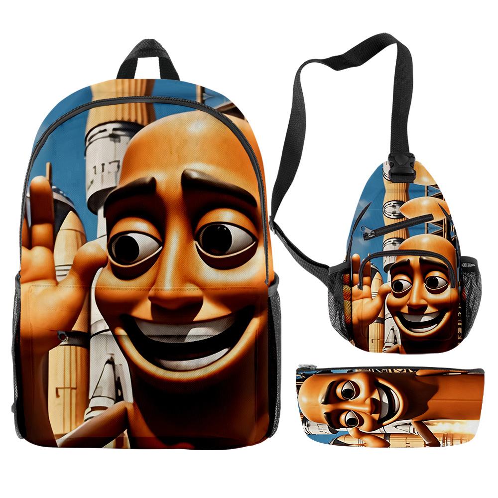 Hip Hop Populaire Cartoon Grappige tungtungtung 3D Print 3 stuks/Set leerling Schooltassen Reizen Laptop Rugzak Borsttas Etui