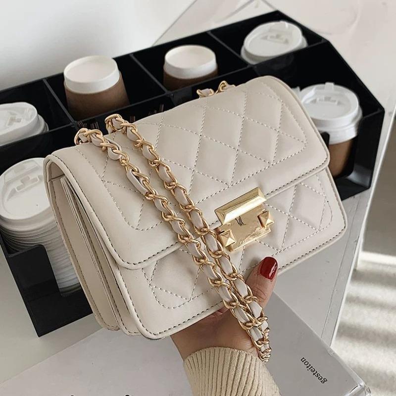 

Internet celebrity chain bag women s popular new fashion versatile shoulder messenger small square bag білий