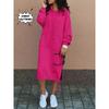 Autumn and Winter Fashion New Women's Sweater Robe Large Hooded Elegant Pocket Split Warm Hoodie Long Dress