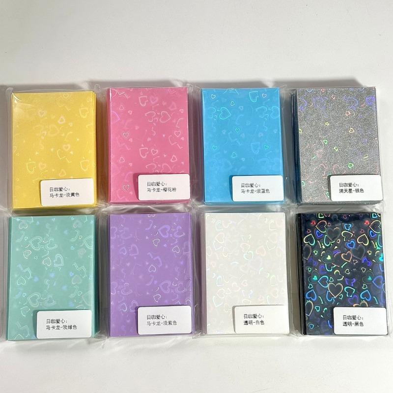 50pcs Macaron Color Photo Cover Frosted Double Layer Card Film Album Small Card Protection Case Idol Photo Card Case