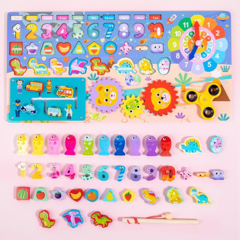 Kids' Educational Montessori Logarithmic Board: Early Learning Toy for Number Recognition & Fishing Game