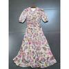 Foreign Trade Order Retro Palace Style Peach Heart Collar Paisley Waist Hugging Pleat Dress Slimming Long dress