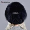 Natural Rabbit Fur Hat Winter Warm Hats for Women Thick Diamond Fashionable Stylish Girls Outdoor Hat Accessory White Snow Caps
