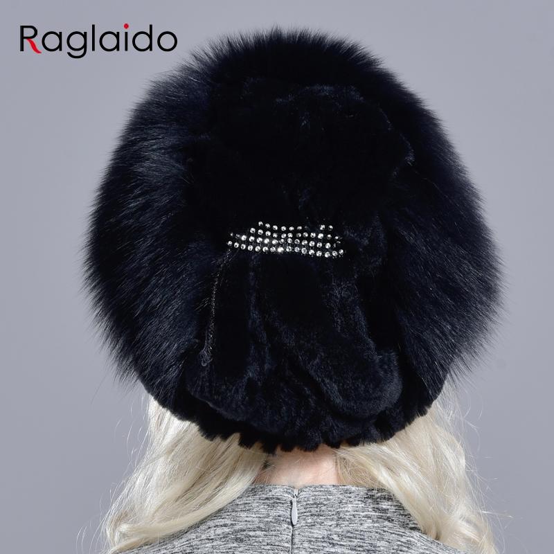 Natural Rabbit Fur Hat Winter Warm Hats for Women Thick Diamond Fashionable Stylish Girls Outdoor Hat Accessory White Snow Caps