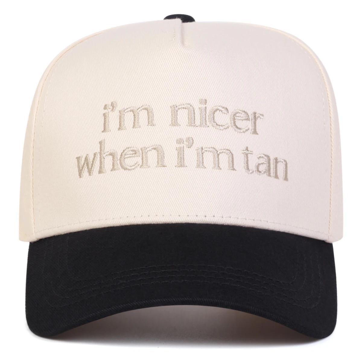 

Unisex I M Nicer When I M Tan Embroidery Baseball Caps Spring Autumn Outdoor Adjustable Casual Hats Sunscreen Hat Sports Cap