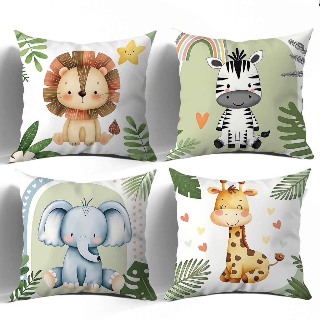 Cute Cartoon Animal Design Digital Printing Pillow Cover Short Plush Suitable Living Rooms Bedrooms Sofas Throw Cushion Cover