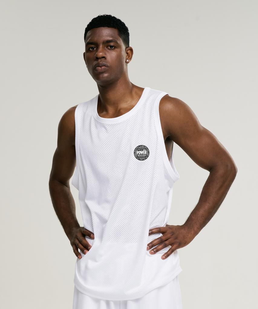 Leijibi Muscle Mesh Jersey Oversized M Sleeveless Tank Top White