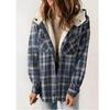 Women's Plaid Fashion Fleece Coats Winter Warm Hooded Fleece Jackets  Casual Outwear Large Size Loose Comfortable Coat