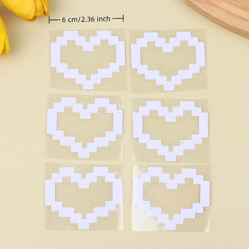 6Pcs Mosaic Heart-Shaped Pixel Heart-Shaped Car Window Decoration Waterproof Headlight And Taillight Decoration Stickers 6pcs белый