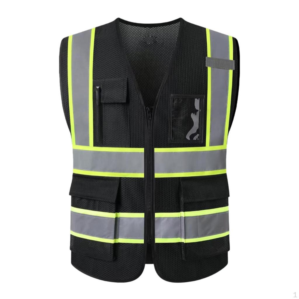 Breathable Mesh Vest with Wide Reflective Strips for Warehouse Use