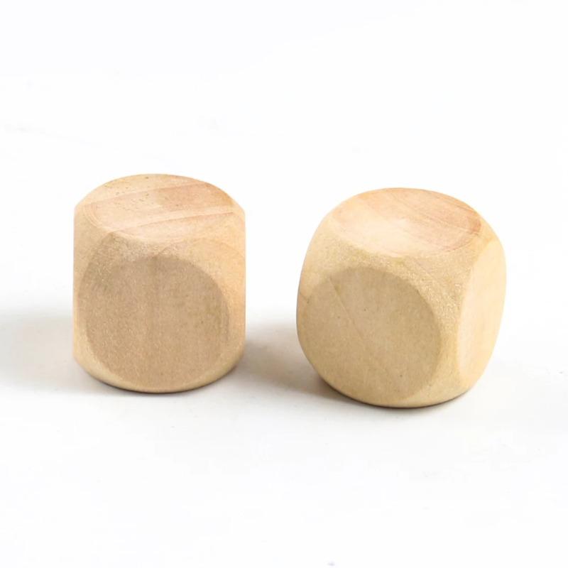 15PCS/30PCS 20mm Wood Dice 6 Sided Blank Wood Dice Party Family DIY Games Printing Engraving Board Game Education Accessories
