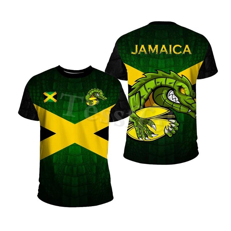 Tessffel Jamaica Lion Emblem Zomer Nieuwe Mode 3D Print Tops Tee T-shirt Mannen Vrouwen Korte Mouw T-shirt Streetwear Stijl-4