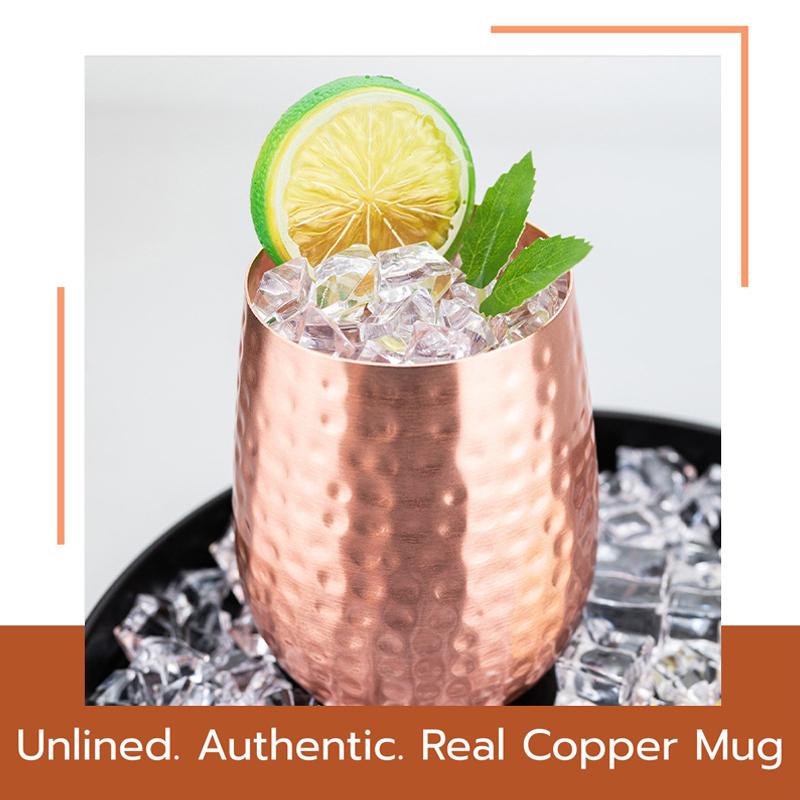 Handgefertigter Reinkupferbecher 450ml Luxus Kupfer Martell Cocktail Whiskey Tassen Wasserbecher Trinkgeschirr für Wasser Milch Kaffee Küche Bar