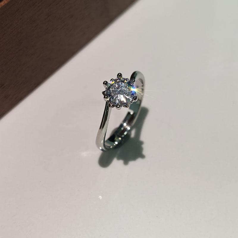 6Pcs Simple single zirconia ring with adjustable opening finger ring wedding accessory ring