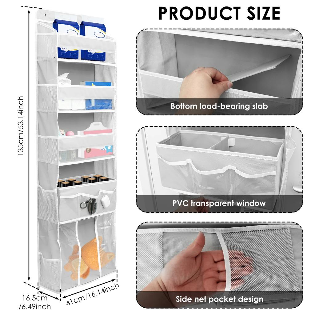 Door Hanging Organizer Nonwoven Over the Door Organizer with Movable Baby Diaper Caddy Large Capacity Hanging Storage Shelves