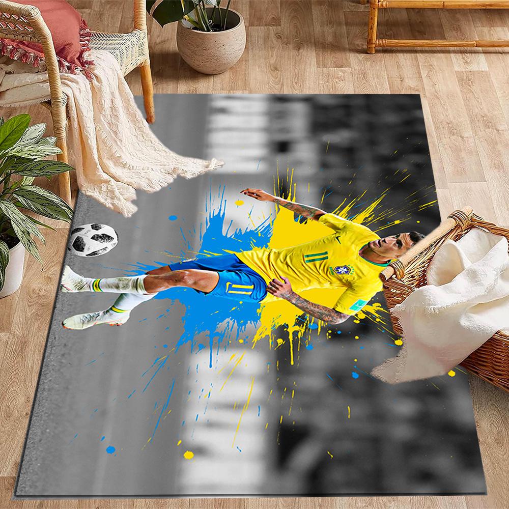 Brazilian Soccer Player Action. Carpet Perfect for Dormitory Kitchen Balcony Foyer Anti-slip Rug Decorate Offices Perfect Birthday/Christmas Gift Idea