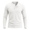 Men S Waffle Knit Henley Collar Long Sleeve T Shirt