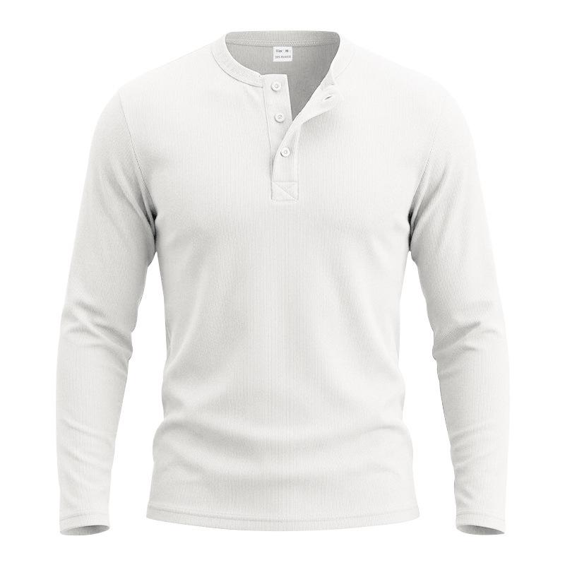 Men S Waffle Knit Henley Collar Long Sleeve T Shirt