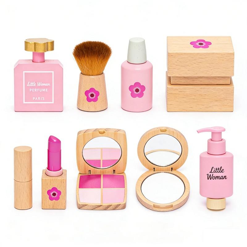 Simulation Wooden Educational Kids Children Cleaning Games Makeup Set Pretend Play Hairdressing Tools Toys for Children Girls