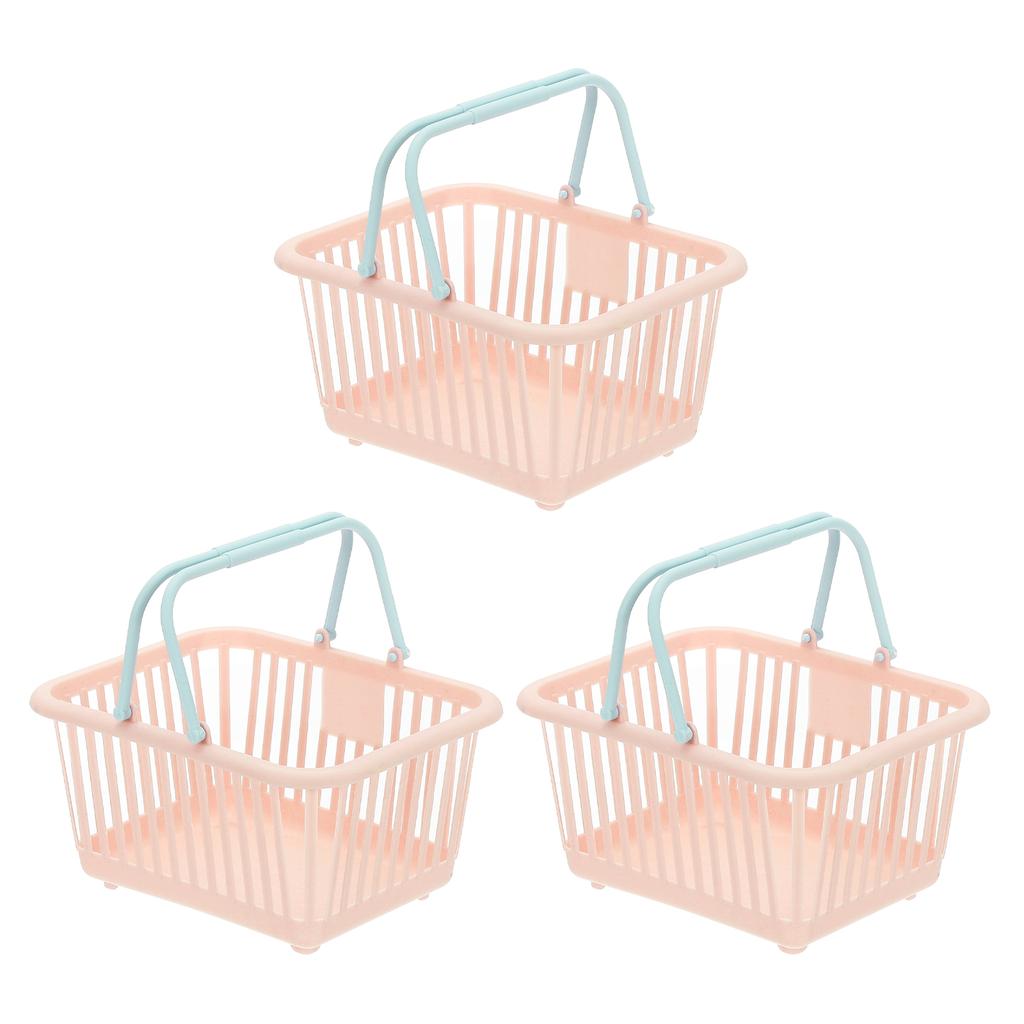 3PCS Mini Shopping Basket Small Plastic Basket Basket Grocery Tiny with Handles Organizer Filtered Water for Toys Fruits Snacks