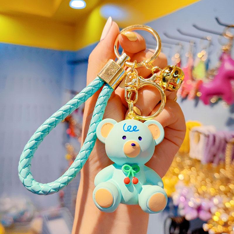 Creative Cherry Bear Resin Keychain - Cute, Fashionable Backpack Pendant for Women