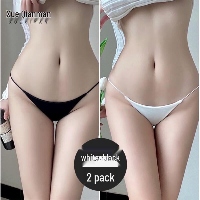 

Xueqiman Women s Sexy Ice Silk Thong Briefs 2-Pack M