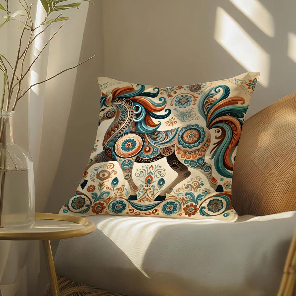 Animal And Natural Floral Prints Pillow Case Double-Sided Plush Sofa Cushion Covers Organic Breathable Invisible Zipper