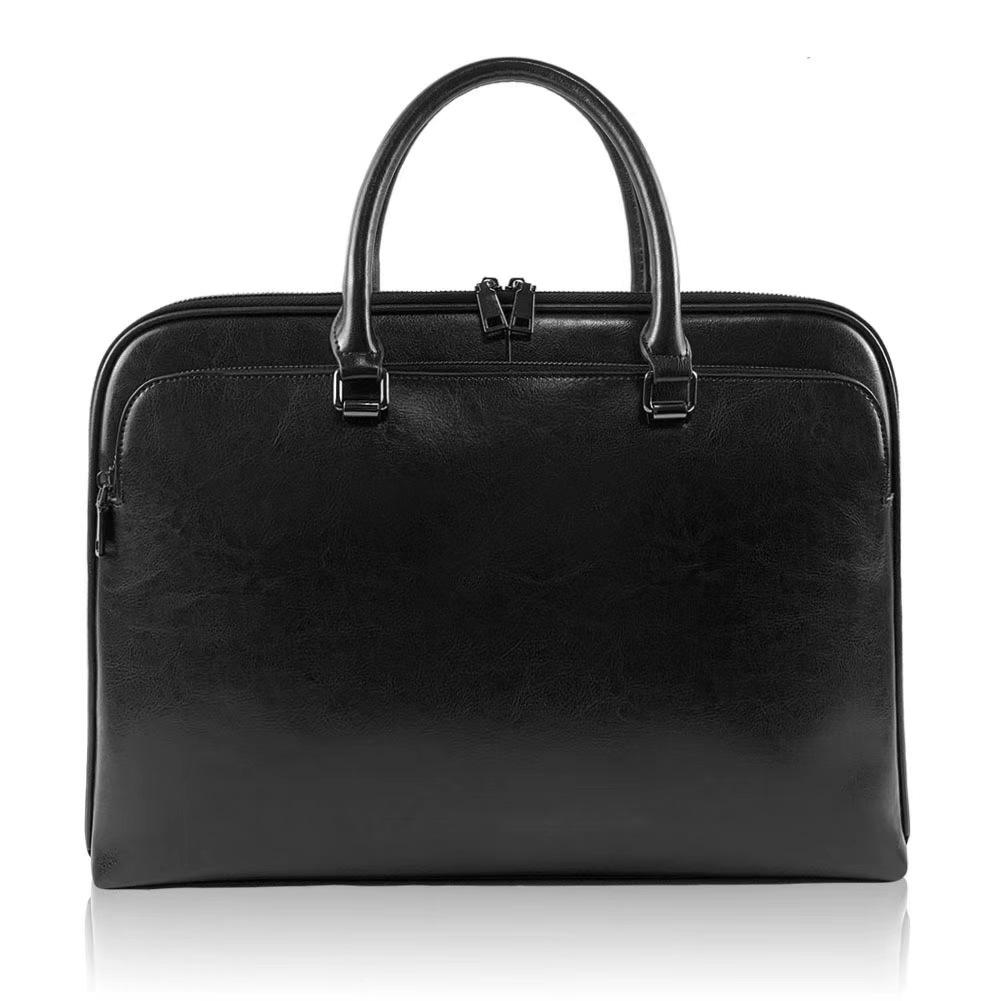 

Genuine Leather Cowhide Laptop Briefcase: Men s & Women s Large Capacity Handbag