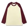 Oversize T-shirt z wkładką na ramię i długim rękawem Damski Wiosna Jesień Amerykański Blok Kolorów Koszulka Bazowa Luźny Dekolt Czysta Bawełna Top