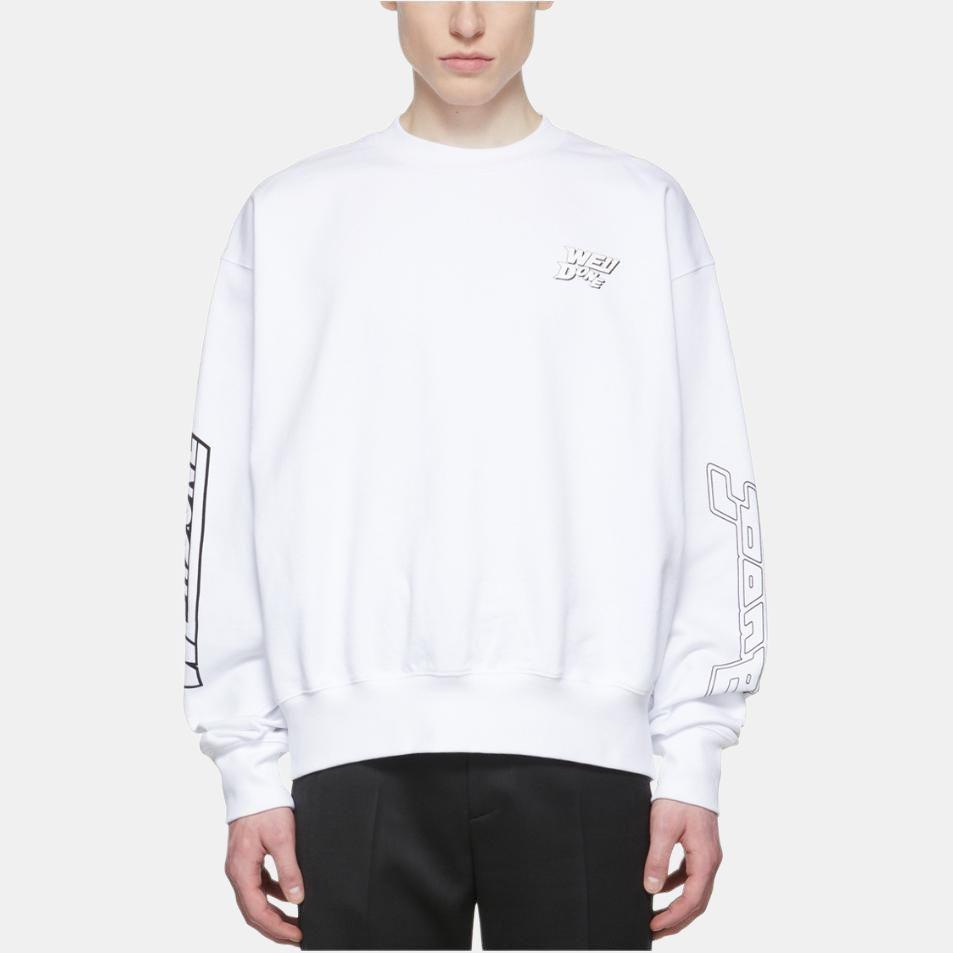 We11done Ss22 Logo Color Block Printed Asymmetrical 3D Pullover Sweatshirt Unisex sweatshirt White WD-TS1-22-699-U-WH
