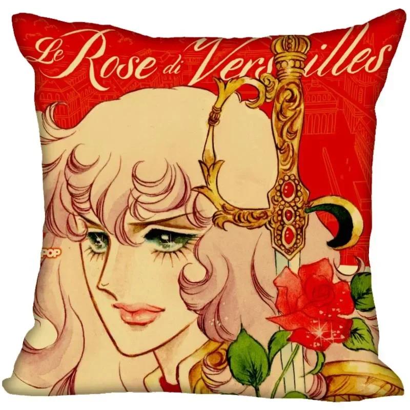 Anime The Rose Of Versailles Pillow Case For Home Decorative Satin Pillows Cover Invisible Zippered Throw Cushions Cover 1007