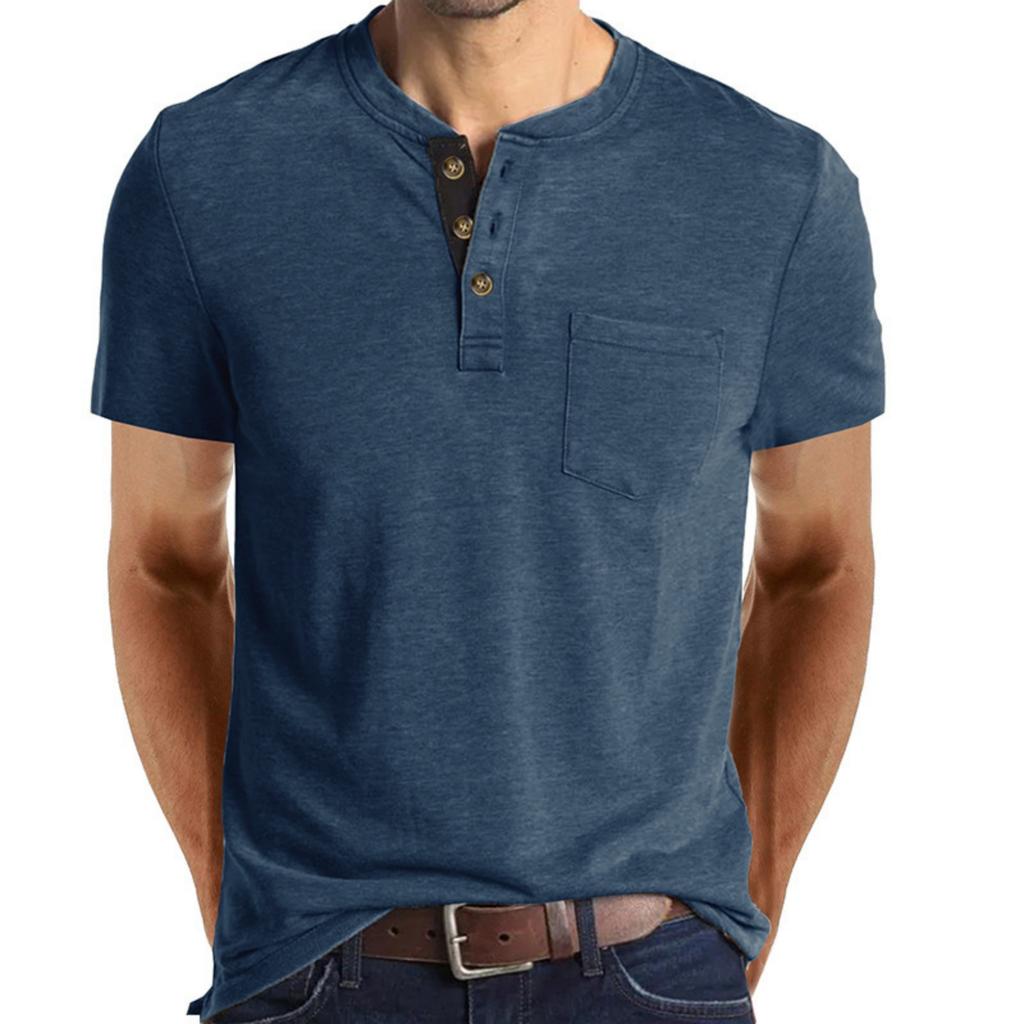 Herren Casual einfarbiges Basis Sportshirt, Herren Rundhals Kurzarm Top