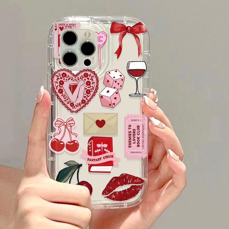 Pink Bowknot Cherry Phone Case For IPhone 17 Air 15 16 13 11 12 14 Pro Max 7 8 Plus Air 16e XR Shockproof Soft Clear Cover Coque