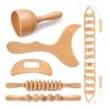 Solid Wood Meridian Massage Set: Face & Leg Gua Sha, Handheld Roller for Full Body Relief