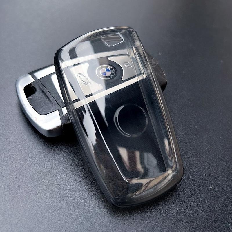 TPU Transparent Car Key Cover for BMW - Compatible with 1/3/5/X Series, I Models | Black & White Color | Protective Key Fob Case