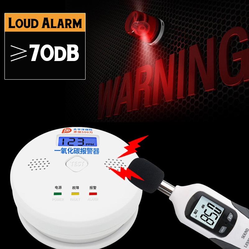 Intelligenter CO-Gassensor-Detektor Kohlenmonoxidvergiftungs-Alarmdetektor LCD 80dB Warnung 96*38mm