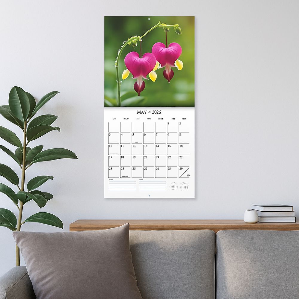 12 Month Floral Design Calendar Wall Hanging Planner Calendar Aesthetic 2026 Calendar  Office Use